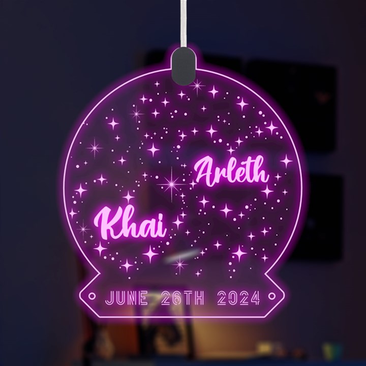 Personalized Name Star heart in night sky LED Acrylic Ornament