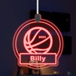 Personalized Sport Theme Basketball LED Acrylic Ornament Front