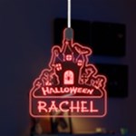 Personalized Halloween Castle Name LED Acrylic Ornament Front