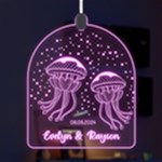 Personalized Name Love Jellyfish LED Acrylic Ornament Front