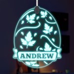 Personalized Name Easter Pattern 9 LED Acrylic Ornament Front