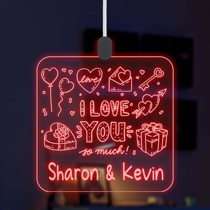 Personalized I Love You So Much Valentine Day Names Any Text LED Acrylic Ornament LED Acrylic Ornament
