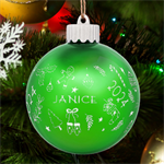 Personalized Merry Christmas Graphic Name LED Glass Sphere Ornament Back