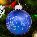 Personalized Merry Christmas Cute illustration Name LED Glass Sphere Ornament Front