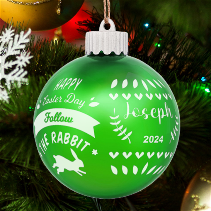Personalized Easter Day Rabbit Egg Name LED Glass Sphere Ornament