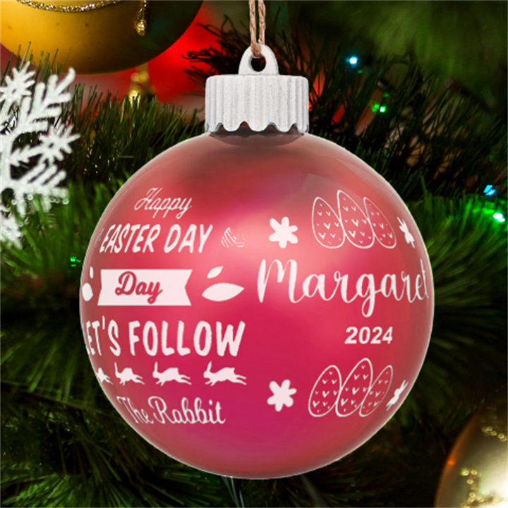 Personalized Easter Day Rabbit Egg Name LED Glass Sphere Ornament