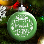 Personalized Easter Day Rabbit Egg Name LED Glass Round Ornament Front