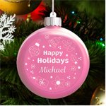 Personalized Christmas Any Text Name Led Glass Round Ornament LED Glass Round Ornament Front