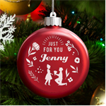 Personalized Valentines Day Name LED Glass Round Ornament Front