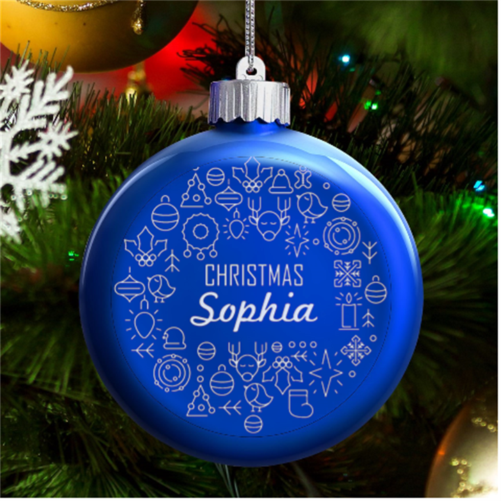 Personalized Christmas Any Text Name Led Glass Round Ornament LED Glass Round Ornament