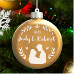 Personalized Couple love Name LED Glass Round Ornament Front