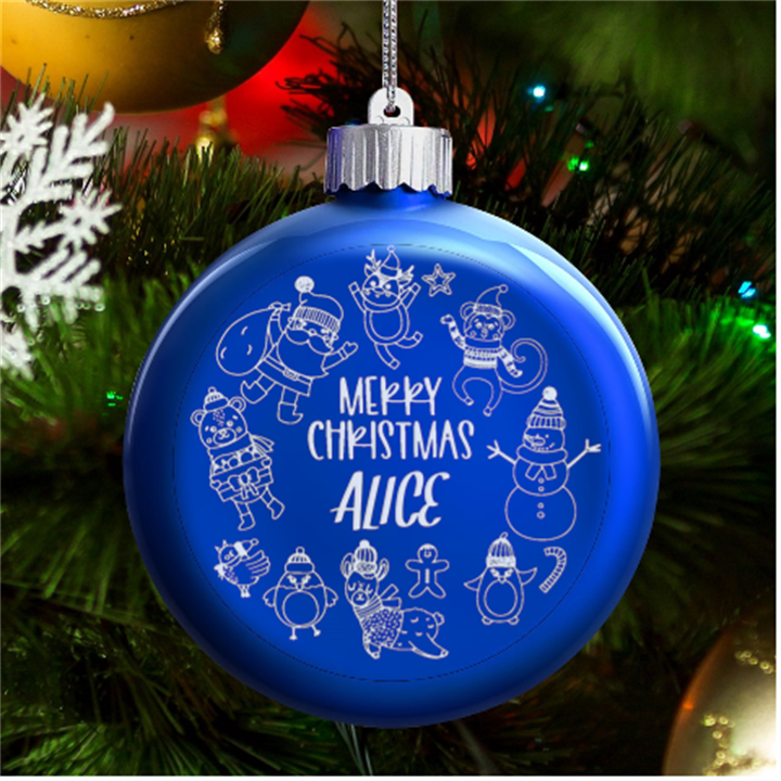 Personalized Christmas Any Text Name Led Glass Round Ornament LED Glass Round Ornament