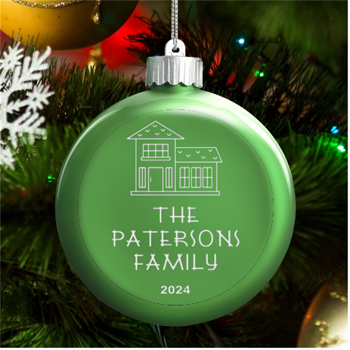 Personalized Family Name LED Glass Round Ornament