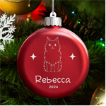 Personalized Pet Dog Cat Animal Name LED Glass Round Ornament Front