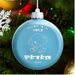 Personalized Welcome to the World Name LED Glass Round Ornament Front