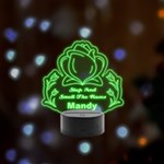 Personalized Slogan Rose Remote LED Acrylic Message Display (Black Round Stand)  Front