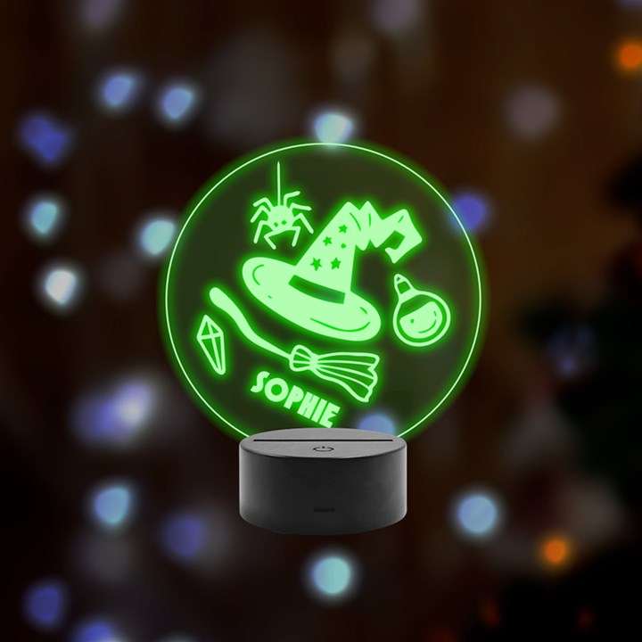 halloween Remote LED Acrylic Message Display (Black Round Stand) 
