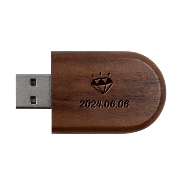 Personalized Diamond Name Wood Oval USB Flash Drive Wood Oval USB Flash Drive