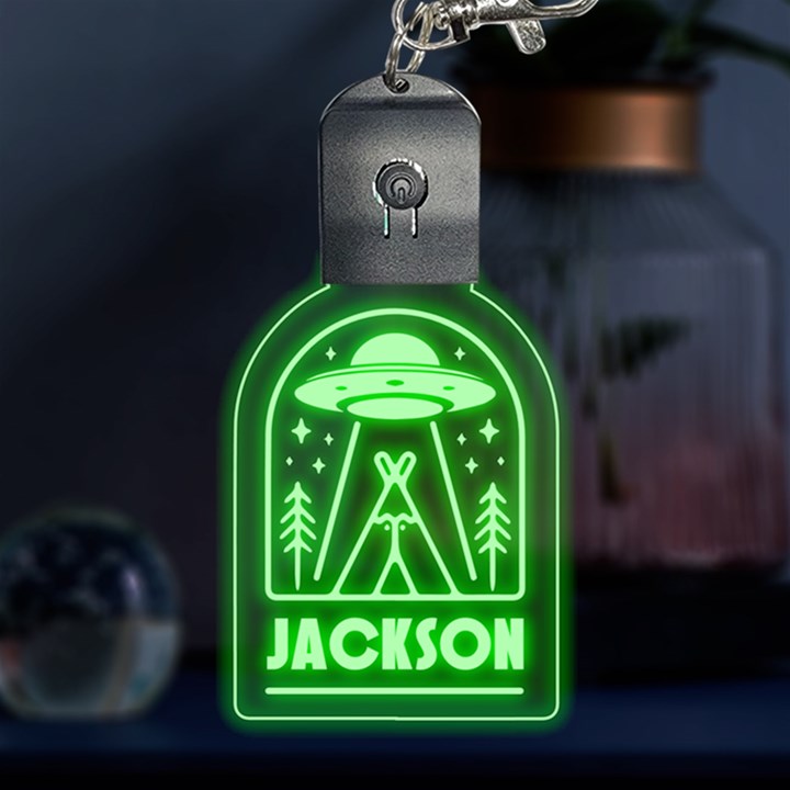 Personalized Name UFO Camping Multicolor LED Acrylic Ornament