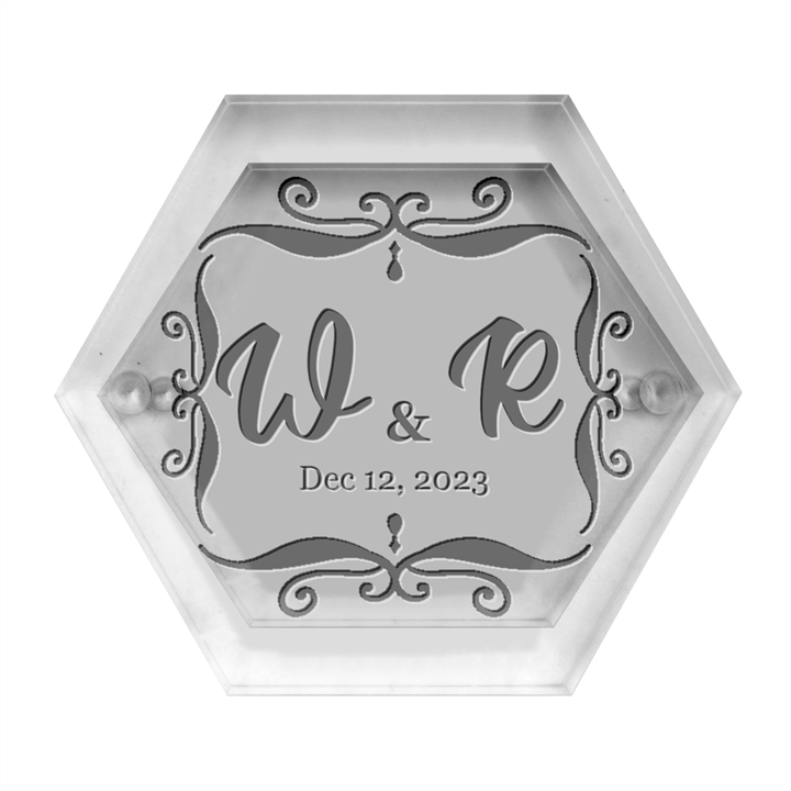 Personalized Initial Wedding Hexagon Wood Jewelry Box