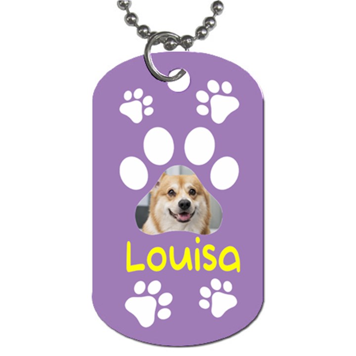 Dog Footprint Name Dog Tag Dog Tag (One Side)