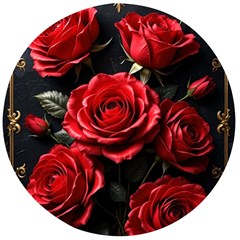 Red Roses Wooden Bottle Opener (round)
