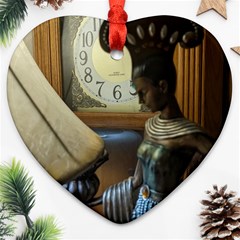 Clock And Lady Heart Ornament (two Sides)