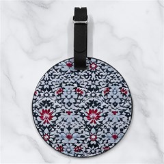 Gothic Leaf Pattern 6 Nappa Leather Luggage Tag Round