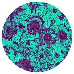 Mid Century Retro Floral 1970s 1960s Pattern 101 Round Trivet
