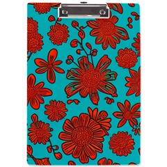 Mid Century Retro Floral 1970s 1960s Pattern 103 A4 Acrylic Clipboard