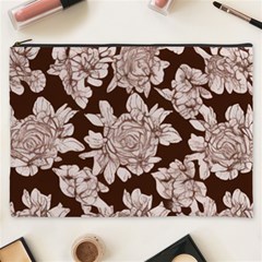 Mid Century Retro Floral 1970s 1960s Pattern 106 Cosmetic Bag (xxxl)