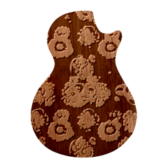 Mid Century Retro Floral 1970s 1960s Pattern 95 Guitar Shape Wood Guitar Pick Holder Case And Picks Set