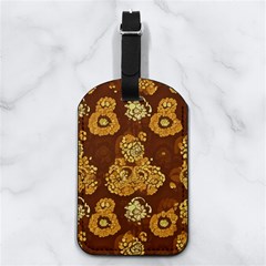 Mid Century Retro Floral 1970s 1960s Pattern 95 Nappa Leather Luggage Tag Rectangle