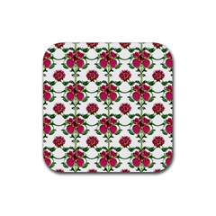 Retro 1880s Flowers Pattern 2 Rubber Coaster (square)