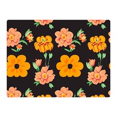 Retro 40s 50s Flowers Pattern Halloween 3 Two Sides Premium Plush Fleece Blanket (mini)