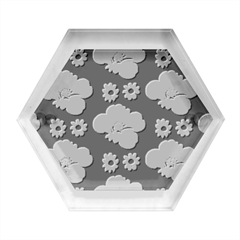 Retro 40s 50s Flowers Pattern Halloween 2 Hexagon Wood Jewelry Box
