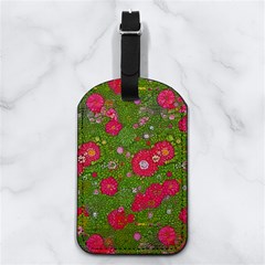 Mid Century Retro Floral 1970s 1960s Pattern 88 Nappa Leather Luggage Tag Rectangle