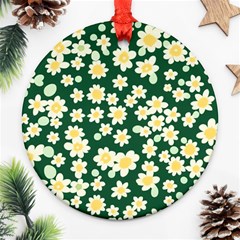 Mid Century Retro Floral 1970s 1960s Pattern 93 Round Ornament (two Sides)