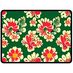 Retro 40s 50s Mexico Flowers Pattern 2 Fleece Blanket (large)