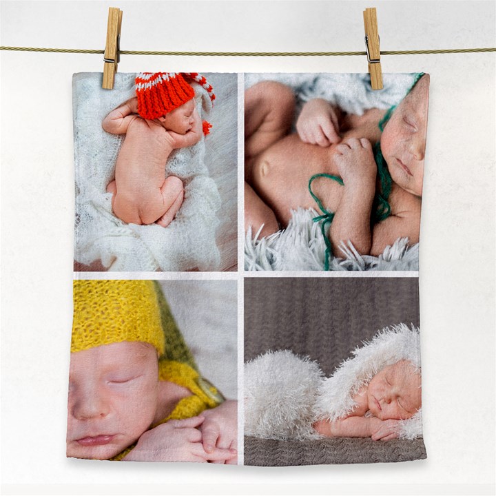 4 Picture Collage Face Towel