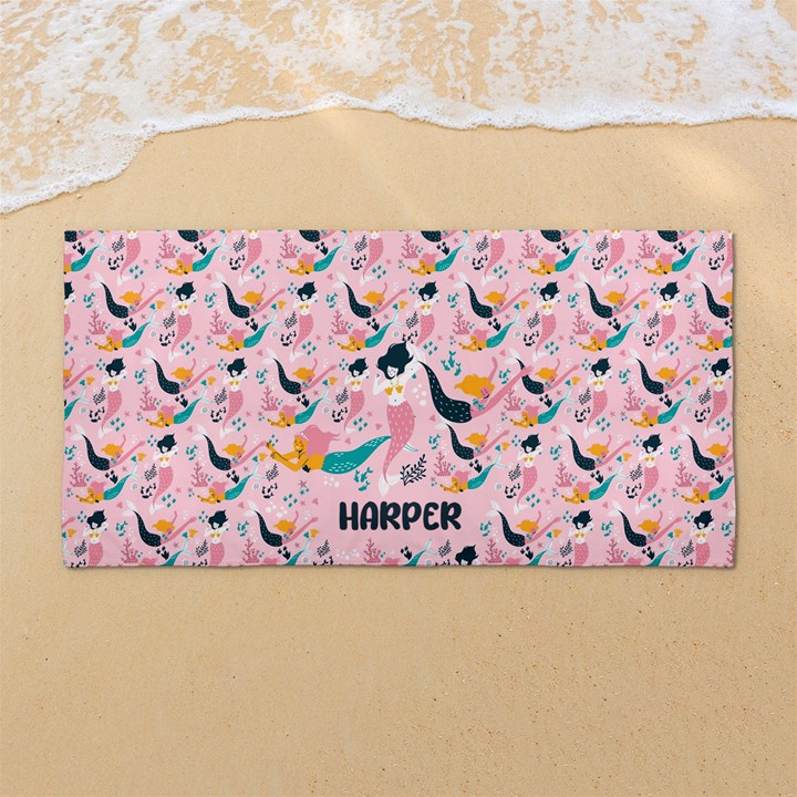 Custom Mermaid Any Text Name 54 X27  Super Absorbent Beach Towel	