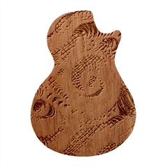 Abstract Fractal Art Swirl Pattern Guitar Shape Wood Guitar Pick Holder Case And Picks Set