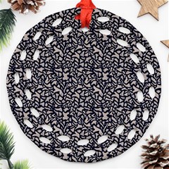 Brown Giraffe Pattern Round Filigree Ornament (two Sides)