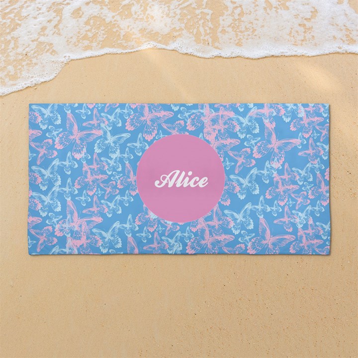 Custom Butterfly Fancy Color Any Text Name 54 X27  Super Absorbent Beach Towel	