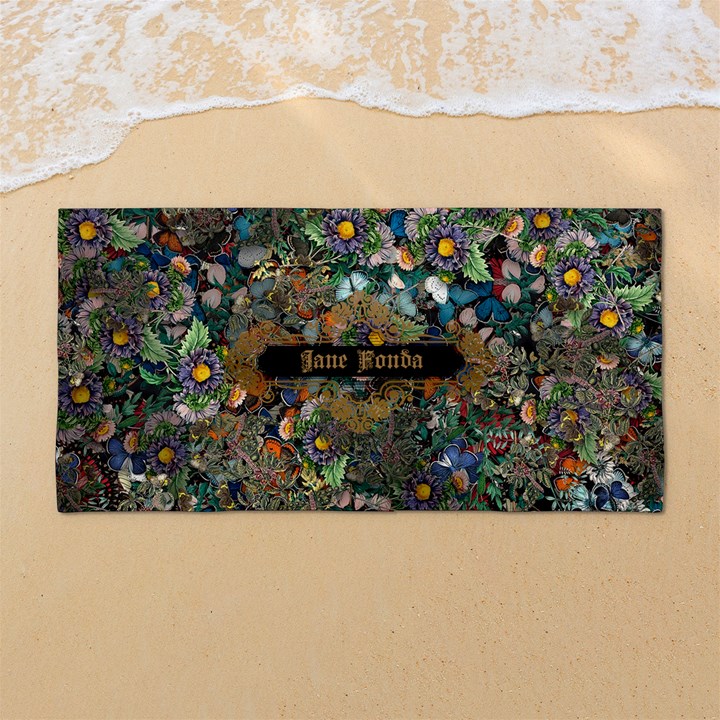 Custom Colorful and Beautiful Botanical Patterns  Any Text Name 54 X27  Super Absorbent Beach Towel	