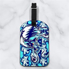 Trippy Dippy Bears Blue Dancing Greatful Dead Skull Steal Your Face Nappa Leather Luggage Tag Rectangle