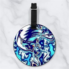 Trippy Dippy Bears Blue Dancing Greatful Dead Skull Steal Your Face Nappa Leather Luggage Tag Round