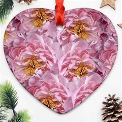 Peonies Nature Bloom Blossom Pink Heart Ornament (two Sides)