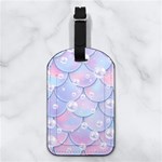 Pearl Mermaid Pattern Any Text Name Nappa Leather Luggage Tag Rectangle Back