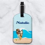 Sloth Surfing Any Text Name Nappa Leather Luggage Tag Rectangle Front